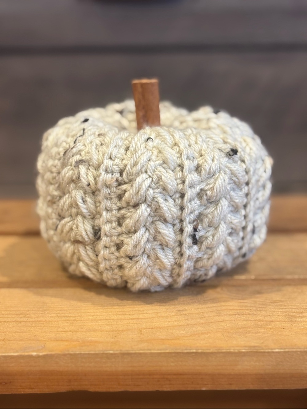 Hand-made Cream Decorative Crochet Pumpkin - Cozy Home Art Accent